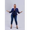Veste en pagne indigo couleur bleu disponible en taille S /M /L /XL/XXL