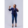 Veste en pagne indigo couleur bleu disponible en taille S /M /L /XL/XXL